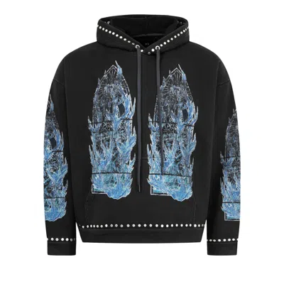 Pre-owned Who Decides War Flame Glass Hooded Pullover 'coal' | Grey | Men's Size S In Gray