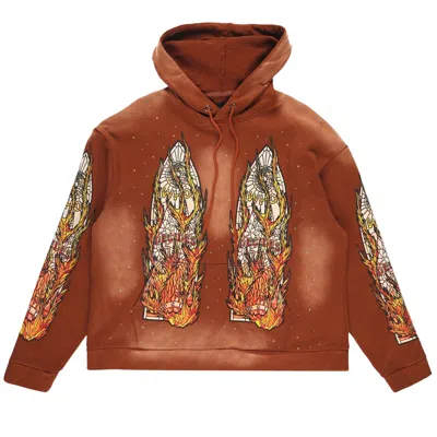Pre-owned Who Decides War Flame Glass Hoodie 'rust' | Brown | Men's Size Xs