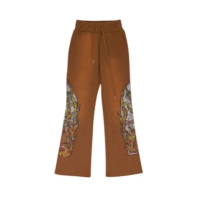 Pre-owned Who Decides War Flame Glass Sweatpants 'brown' | Men's Size 28