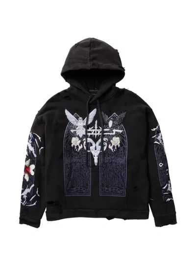 Who Decides War Front-embroidered Hoodie In Black