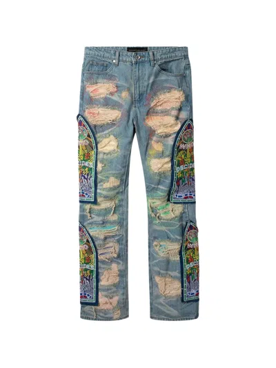 Who Decides War Fusion Distressed-finish Jeans In Blue