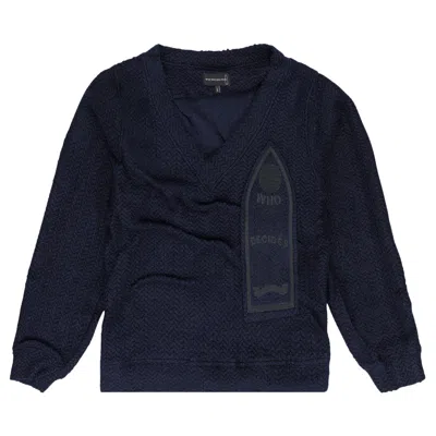 Pre-owned Who Decides War Gathered Collegiate Pullover 'indigo' | Blue | Men's Size S