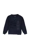 Who Decides War Black Gathered Collegiate Pullover Sweater In Blue