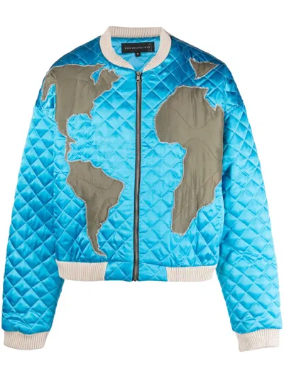 Who Decides War Men's Global Grid Bomber Jacket In Blue