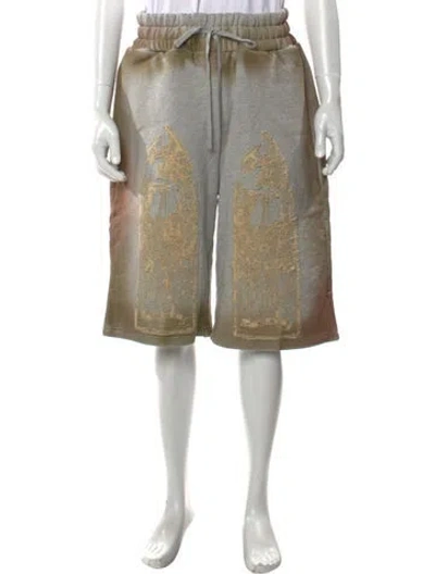 Pre-owned Who Decides War Graphic Print Athletic Shorts In Gray