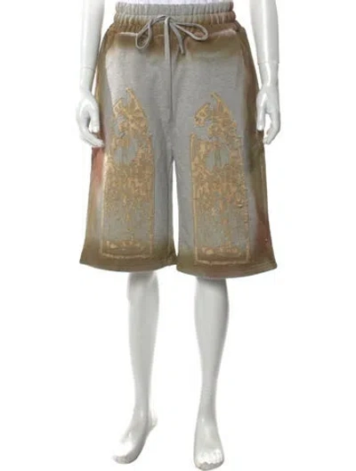 Pre-owned Who Decides War Graphic Print Athletic Shorts In Gray