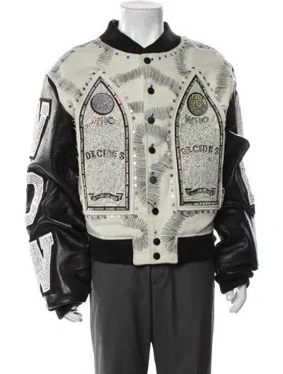Pre-owned Who Decides War Graphic Print Bomber Jacket W/ Tags In Black/neutrals