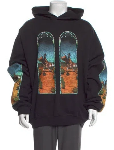 Pre-owned Who Decides War Graphic Print Crew Neck Hoodie In Black