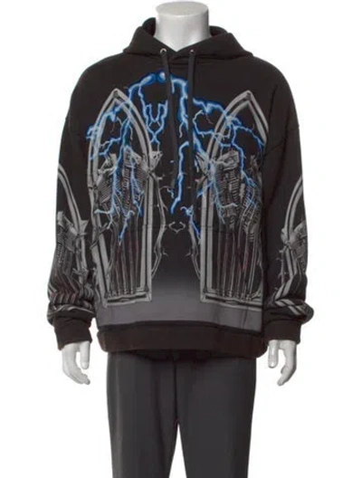 Pre-owned Who Decides War Graphic Print Crew Neck Hoodie In Black