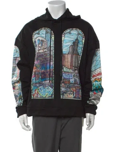 Pre-owned Who Decides War Graphic Print Crew Neck Hoodie In Black