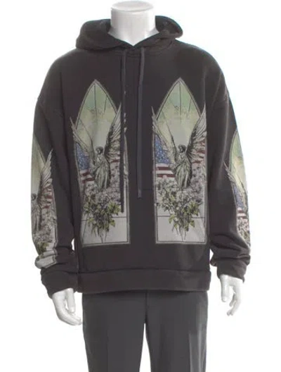 Pre-owned Who Decides War Graphic Print Crew Neck Hoodie In Gray