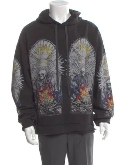 Pre-owned Who Decides War Graphic Print Crew Neck Hoodie In Gray