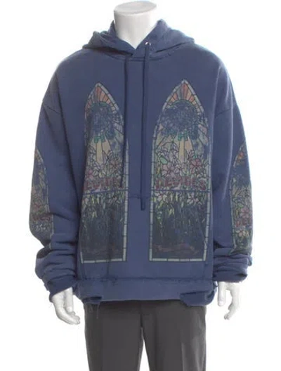 Pre-owned Who Decides War Graphic Print Crew Neck Hoodie W/ Tags In Blue