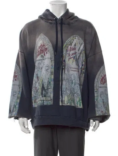 Pre-owned Who Decides War Graphic Print Crew Neck Hoodie W/ Tags In Blue