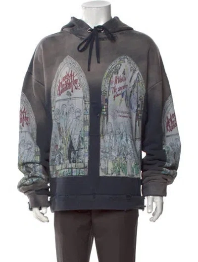 Pre-owned Who Decides War Graphic Print Crew Neck Hoodie W/ Tags In Blue
