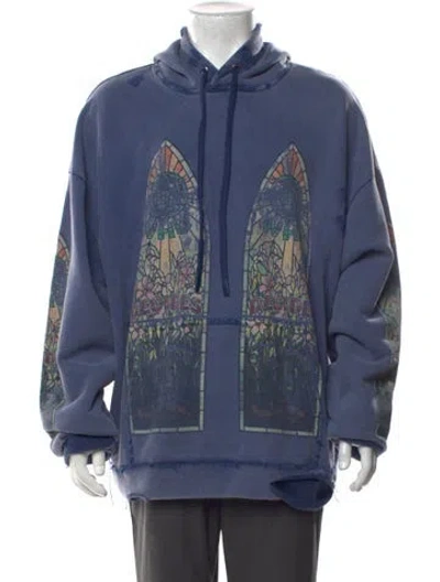 Pre-owned Who Decides War Graphic Print Crew Neck Hoodie W/ Tags In Blue