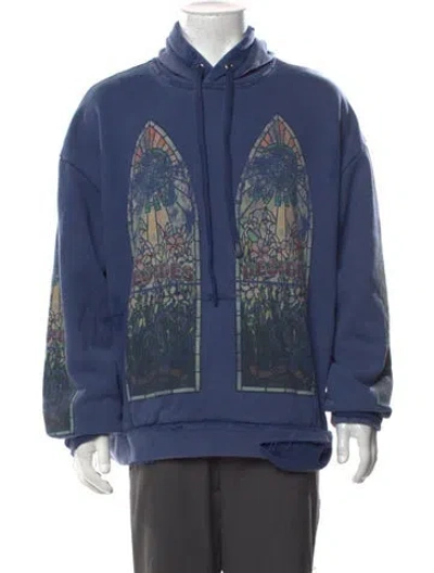Pre-owned Who Decides War Graphic Print Crew Neck Hoodie W/ Tags In Blue