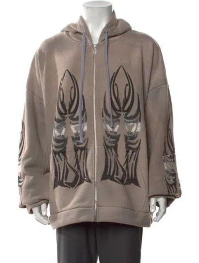 Pre-owned Who Decides War Graphic Print Crew Neck Hoodie W/ Tags In Neutrals