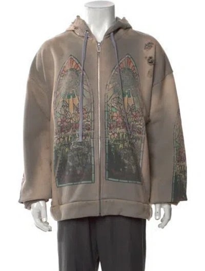 Pre-owned Who Decides War Graphic Print Crew Neck Hoodie W/ Tags In Neutrals
