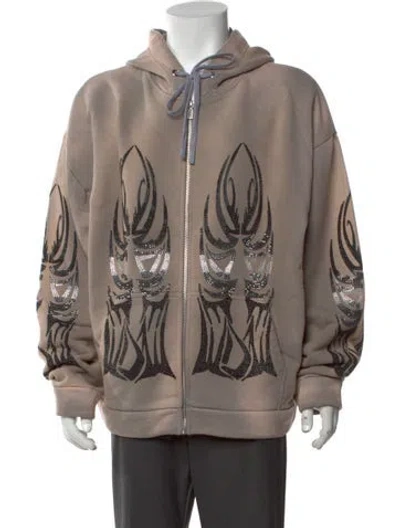 Pre-owned Who Decides War Graphic Print Crew Neck Hoodie W/ Tags In Neutrals