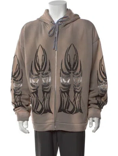 Pre-owned Who Decides War Graphic Print Crew Neck Hoodie W/ Tags In Neutrals