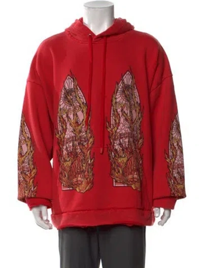 Pre-owned Who Decides War Graphic Print Crew Neck Hoodie W/ Tags In Red