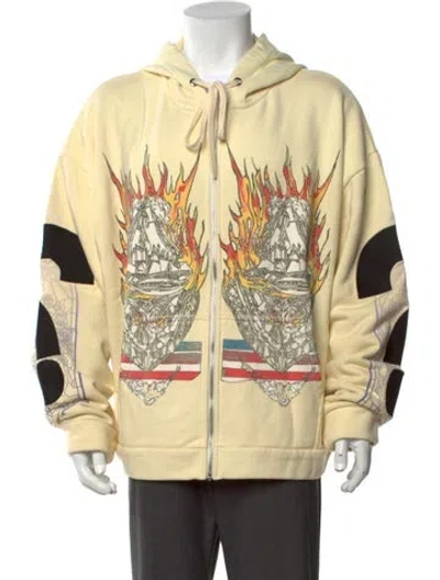 Pre-owned Who Decides War Graphic Print Crew Neck Hoodie W/ Tags In Yellow