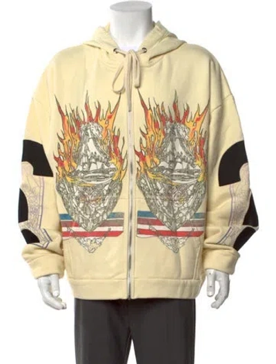 Pre-owned Who Decides War Graphic Print Crew Neck Hoodie W/ Tags In Yellow