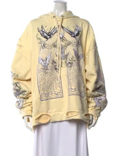 Pre-owned Who Decides War Graphic Print Crew Neck Hoodie W/ Tags In Yellow