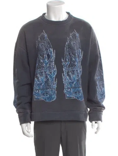 Pre-owned Who Decides War Graphic Print Crew Neck Sweatshirt In Blue