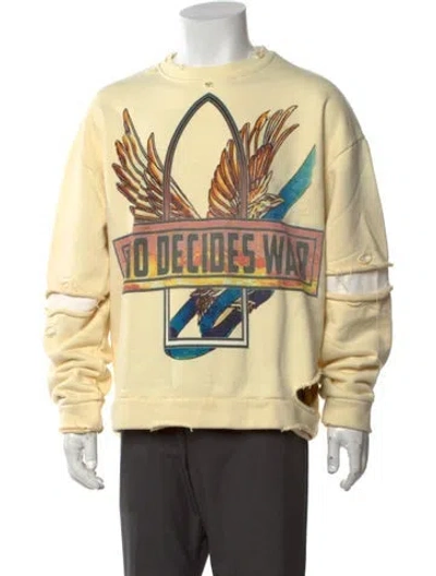 Pre-owned Who Decides War Graphic Print Crew Neck Sweatshirt W/ Tags In Yellow