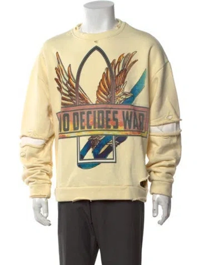 Pre-owned Who Decides War Graphic Print Crew Neck Sweatshirt W/ Tags In Yellow