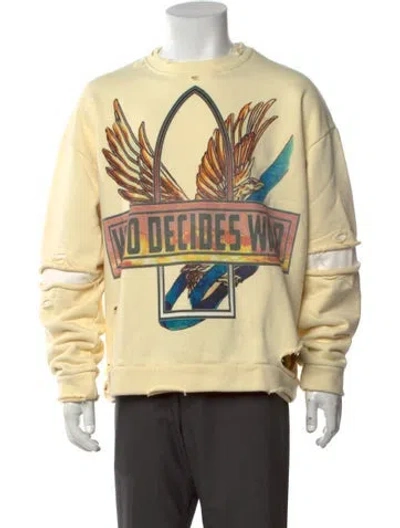 Pre-owned Who Decides War Graphic Print Crew Neck Sweatshirt W/ Tags In Yellow