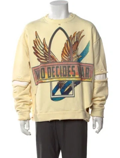 Pre-owned Who Decides War Graphic Print Crew Neck Sweatshirt In Yellow