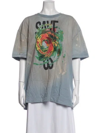 Pre-owned Who Decides War Graphic Print Crew Neck T-shirt In Blue