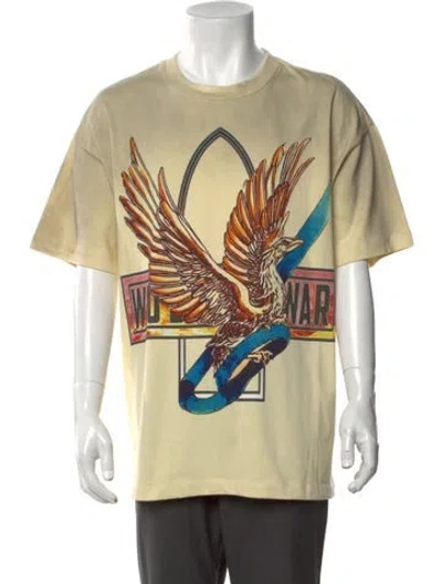 Pre-owned Who Decides War Graphic Print Crew Neck T-shirt W/ Tags In Yellow