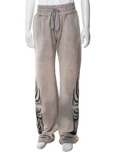 Pre-owned Who Decides War Graphic Print Crystal Embellishments Lounge Bottoms W/ Tags In Neutrals