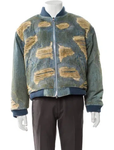 Pre-owned Who Decides War Graphic Print Denim Jacket In Blue