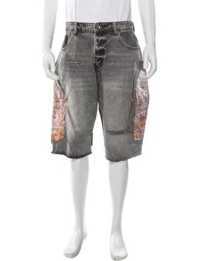 Pre-owned Who Decides War Graphic Print Denim Shorts In Multi