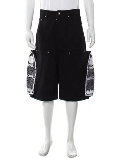 Pre-owned Who Decides War Graphic Print Denim Shorts W/ Tags In Black