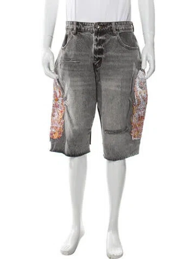 Pre-owned Who Decides War Graphic Print Denim Shorts W/ Tags In Multi