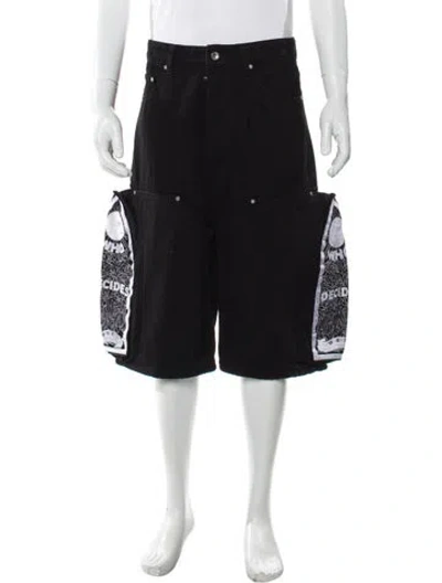 Pre-owned Who Decides War Graphic Print Denim Shorts W/ Tags In Multi