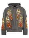 Who Decides War Gray Flame Glass Embroidered Hoodie