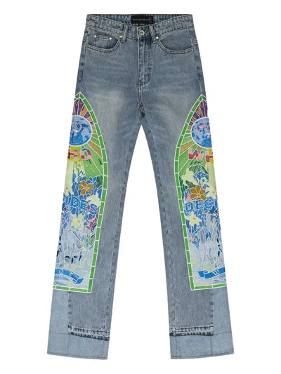 Who Decides War Graphic Print Jeans In Blue