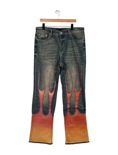 Pre-owned Who Decides War Graphic Print Pants W/ Tags In Blue