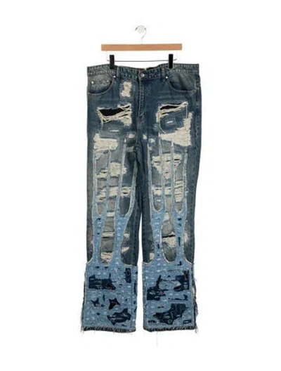 Pre-owned Who Decides War Graphic Print Pants W/ Tags In Blue