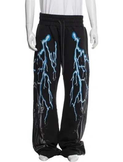 Pre-owned Who Decides War Graphic Print Sweatpants W/ Tags In Black