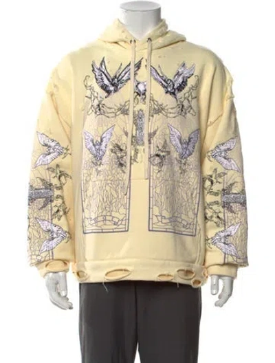 Pre-owned Who Decides War Graphic Print V-neck Hoodie W/ Tags In Neutrals