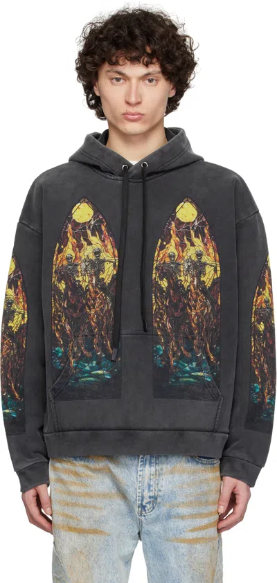 Who Decides War Gray Anvil Hoodie In Black