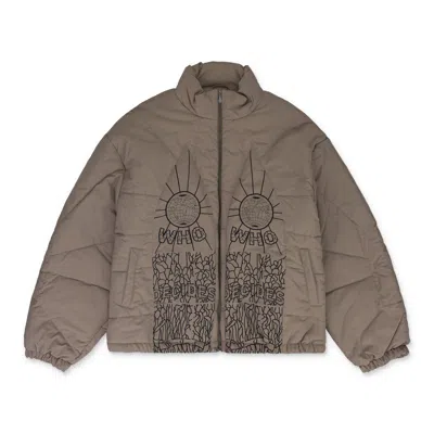WHO DECIDES WAR GRAY EMBROIDERED BOMBER